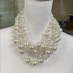 Talbot’s Elegant Pearl and Crystal Statement Necklace